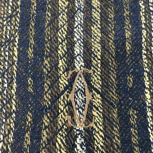 Cartier - Navy Dark Brown Multi Silk Wool ScarF - Picture 3 of 5